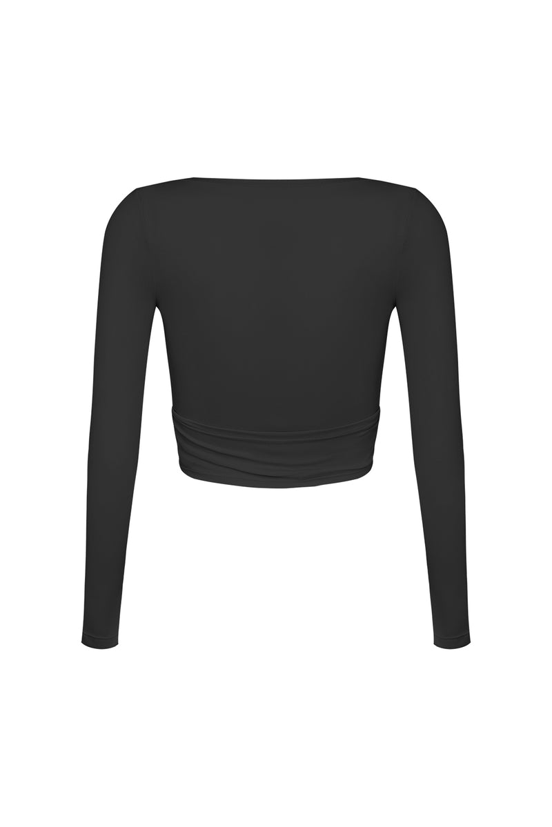 Tie-Front Long Sleeve Crop Top