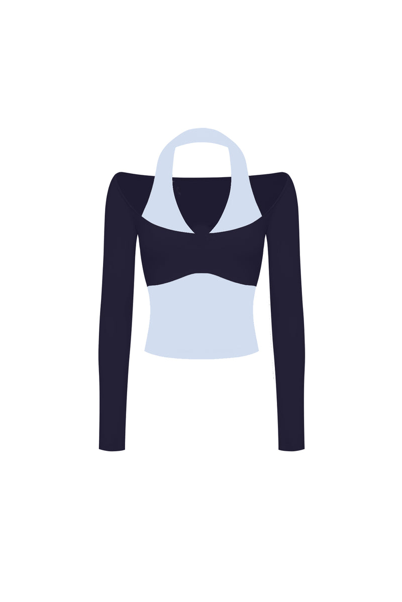 オフショルダー長袖クロップトップ