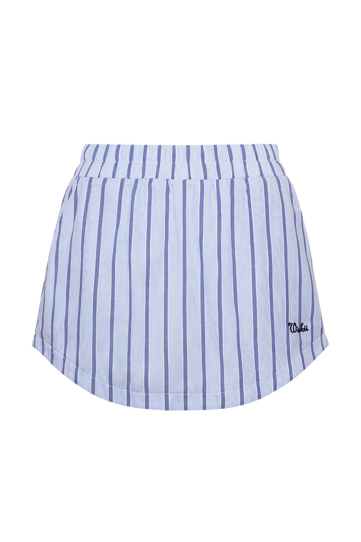 WISKII Stripe A-line skirt in lightweight fabric, featuring vertical stripes and a flattering flared silhouette.