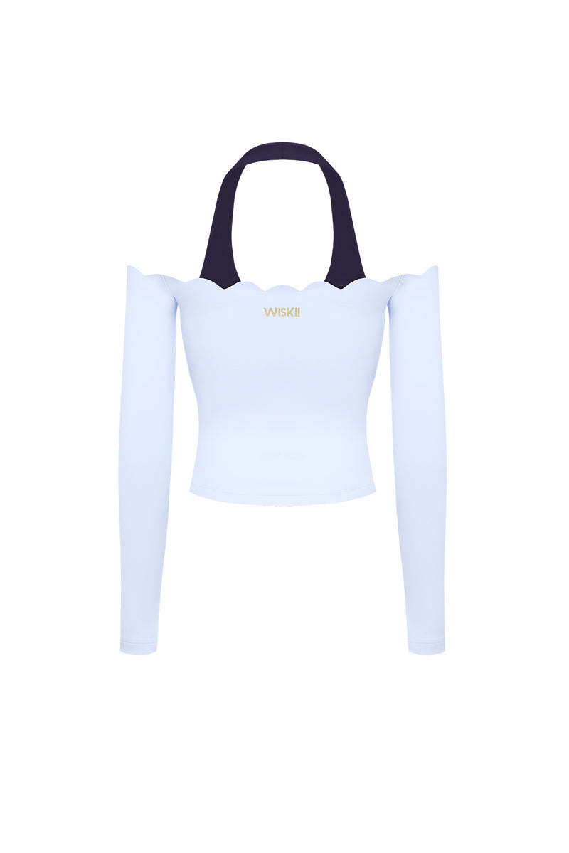 オフショルダー長袖クロップトップ