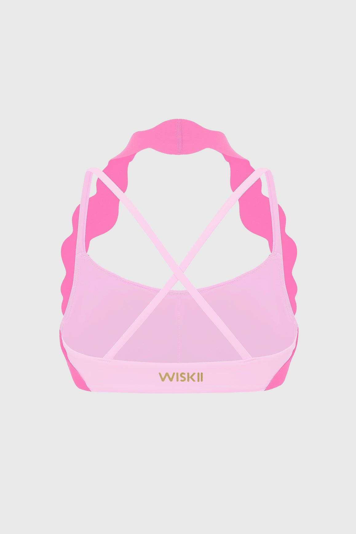 WISKII scallop-halter contrast tank bra with scalloped edges and supportive design, shown on a white background.