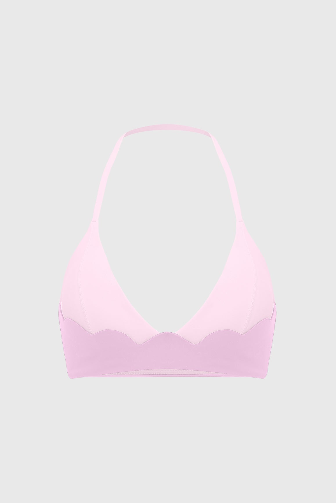 WISKII Riviera scallop contrast halter sports bra with stylish design and supportive fit, shown in black and white fabric.
