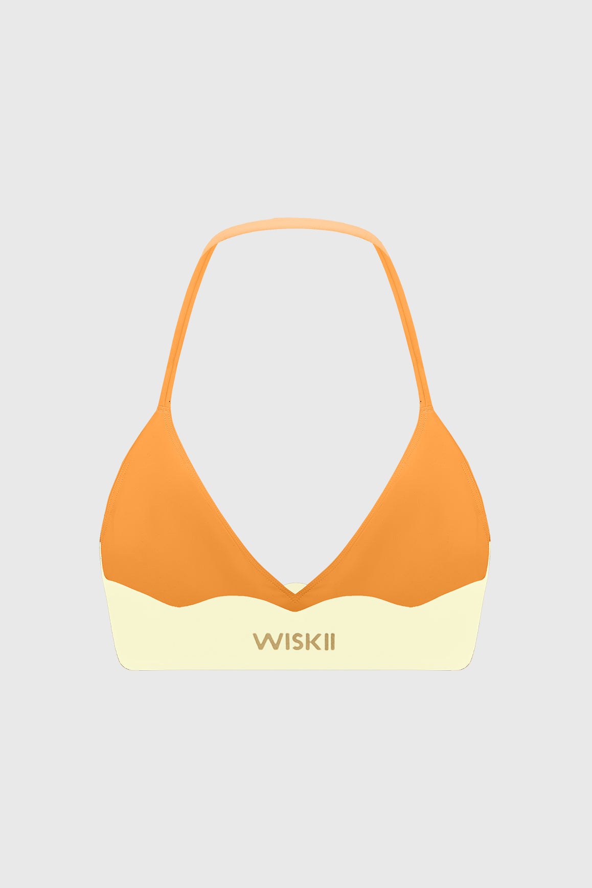 WISKII Riviera scallop contrast halter sports bra in black and white with a stylish scalloped design and supportive fit.
