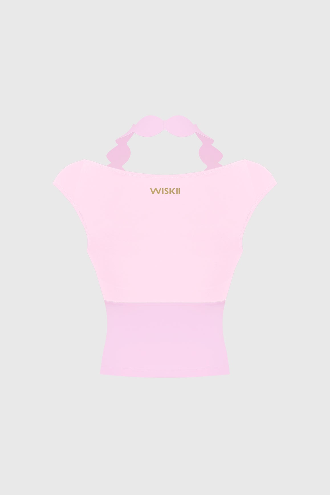 WISKII scallop contrast halter top tank bra with stylish design, featuring scalloped edges and a secure halter neckline.
