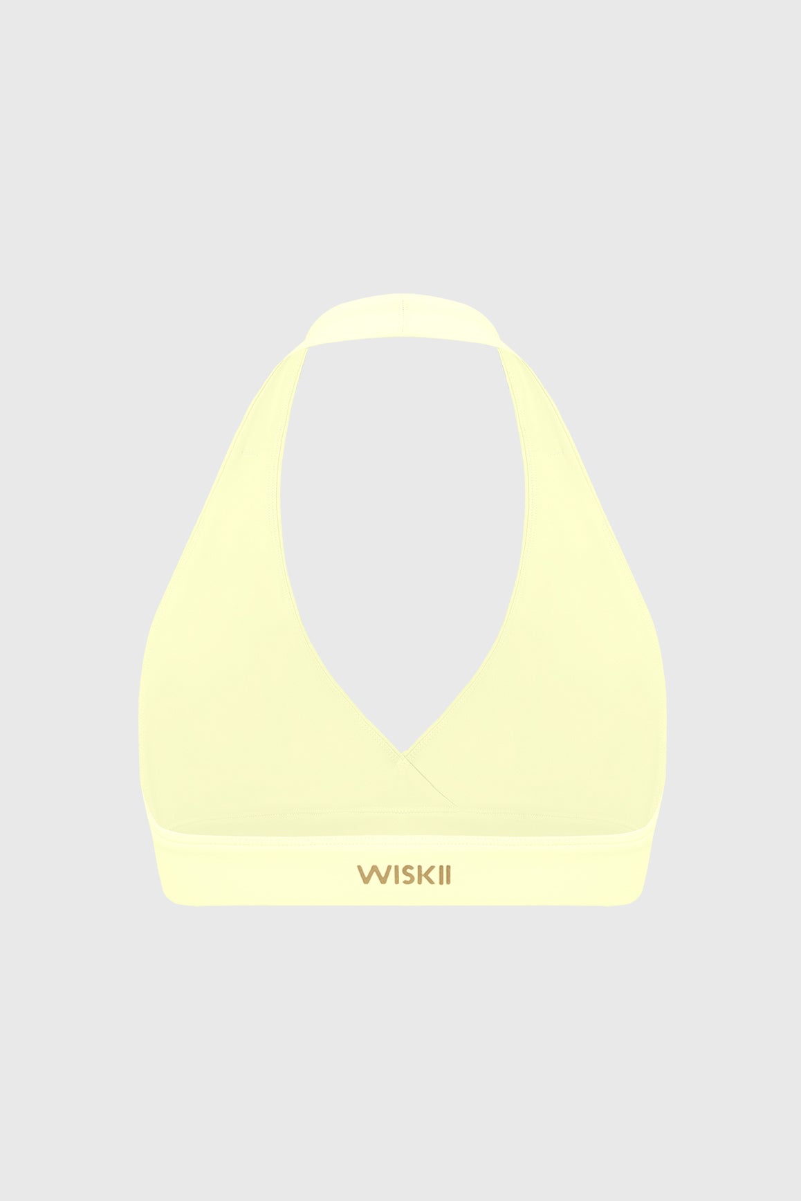 WISKII Ripple Ruched Halter Sports Bra in black, featuring ruched design and halter neckline for supportive activewear.