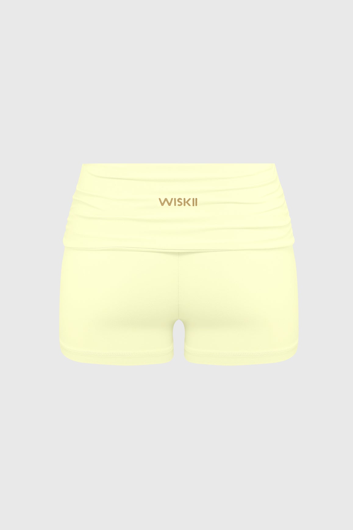 WISKII Riviera low rise scrunch shorts in soft fabric, showing the relaxed fit and stylish design with scrunch detail.