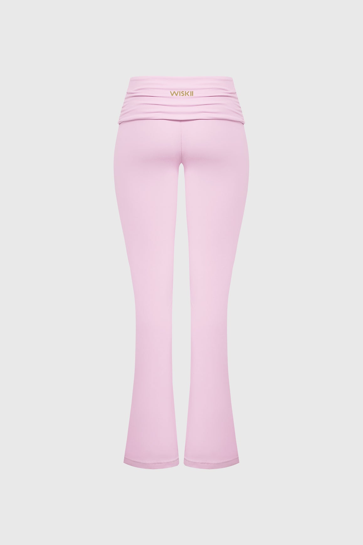 WISKII low rise scrunch flare leggings shown on a model, featuring a snug fit and flared leg design for a trendy, comfortable look.