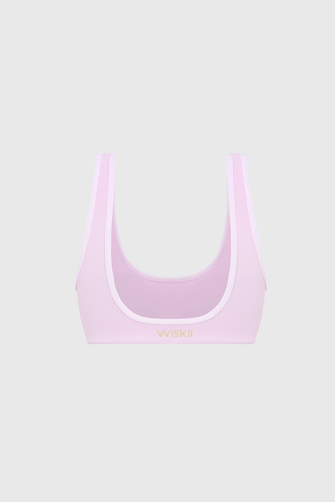 WISKII vintage contrast piping sports bra with supportive design, featuring stylish piping details and comfortable fit.