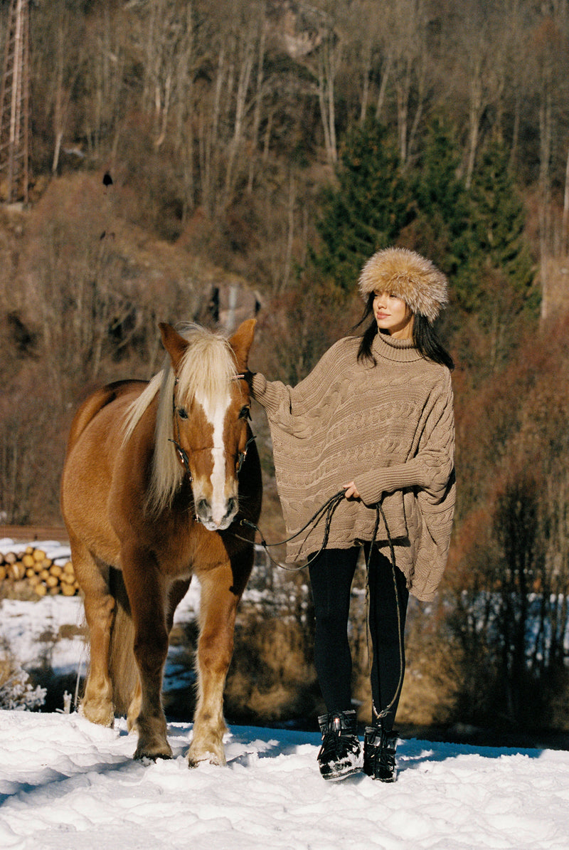 Cable Knit Cape Sweater