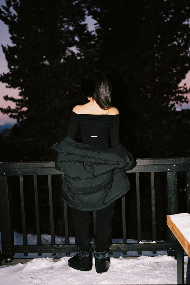 Long Sleeve Off Shoulder Pleated Bodysuit