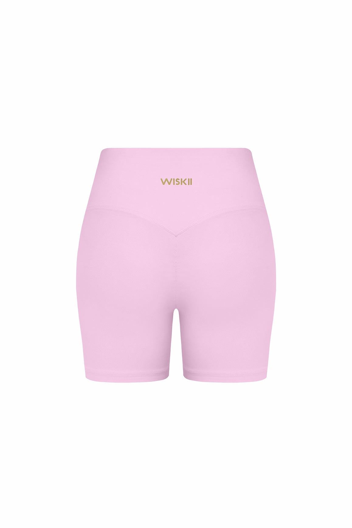 WISKII Riviera V-Waist Scrunch Shorts in lightweight fabric, featuring a V-shaped waist and scrunch design, laid flat.