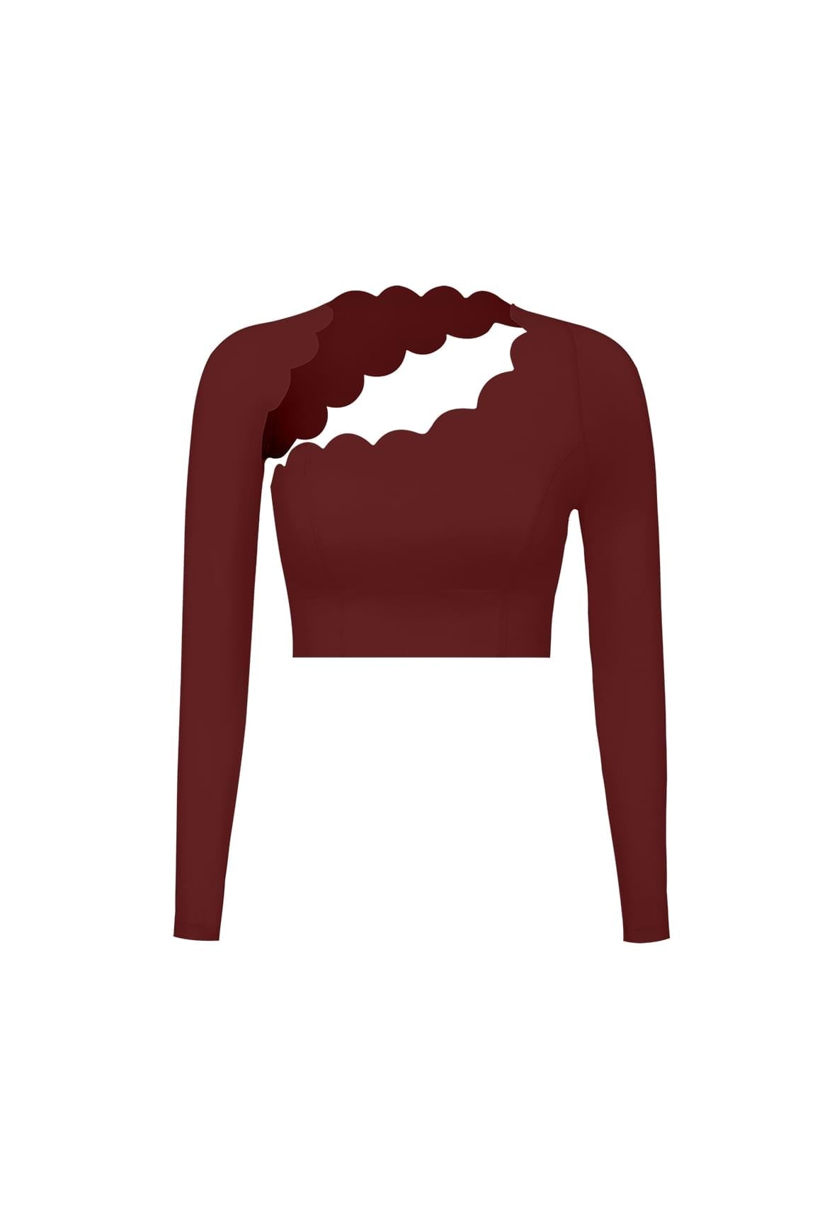 Asymmetrical Long Sleeve Crop Top - WISKII - Crop Tops