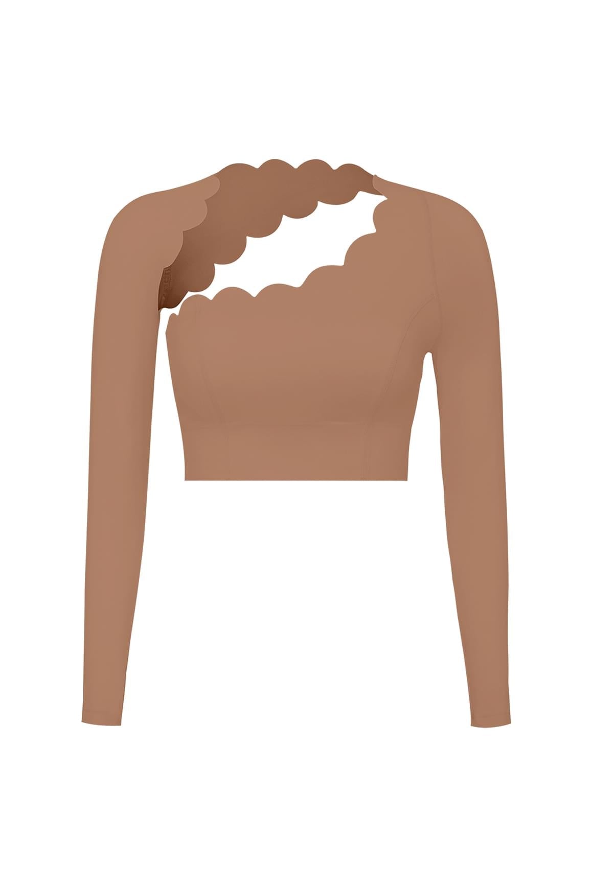Asymmetrical Long Sleeve Crop Top - WISKII - Crop Tops