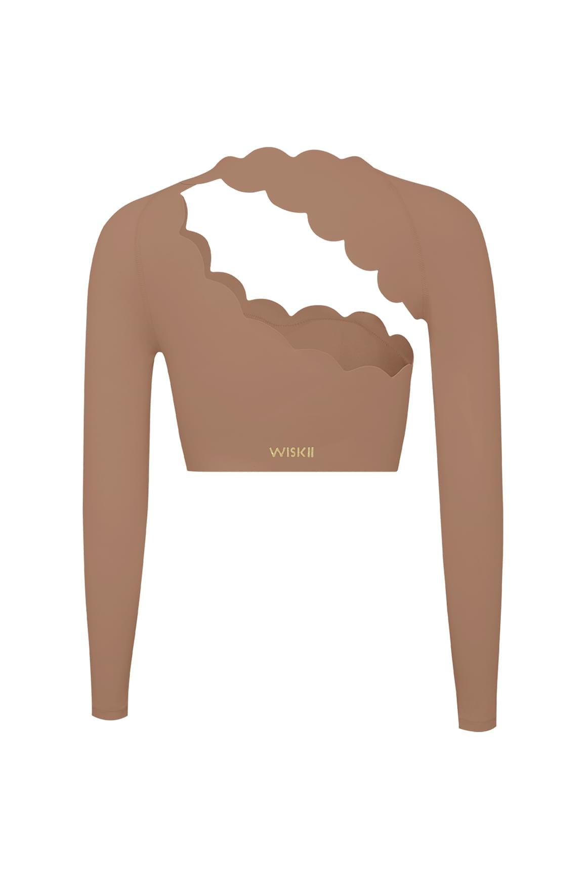 Asymmetrical Long Sleeve Crop Top - WISKII - Crop Tops