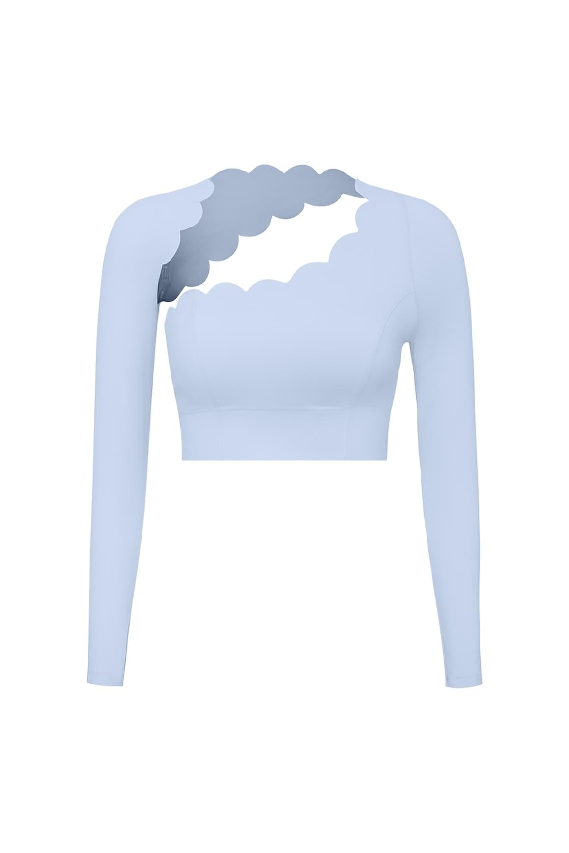 Asymmetrical Long Sleeve Crop Top - WISKIIWS317heavenlyblueS