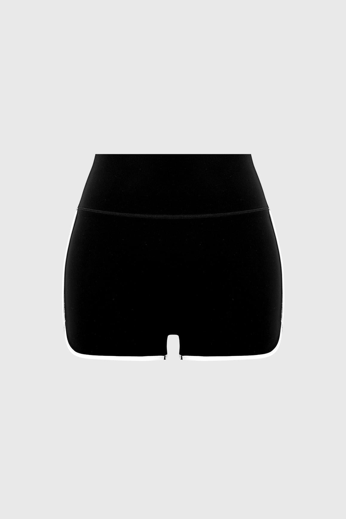 Contrast Piping Scrunch Short - WISKIIWS709blackivoryS