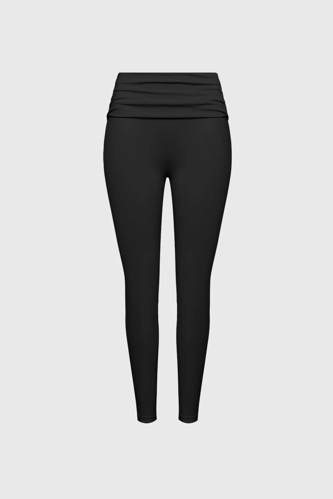 Draped Fold-Over Low-Rise Scrunch Leggings - WISKII - Leggings