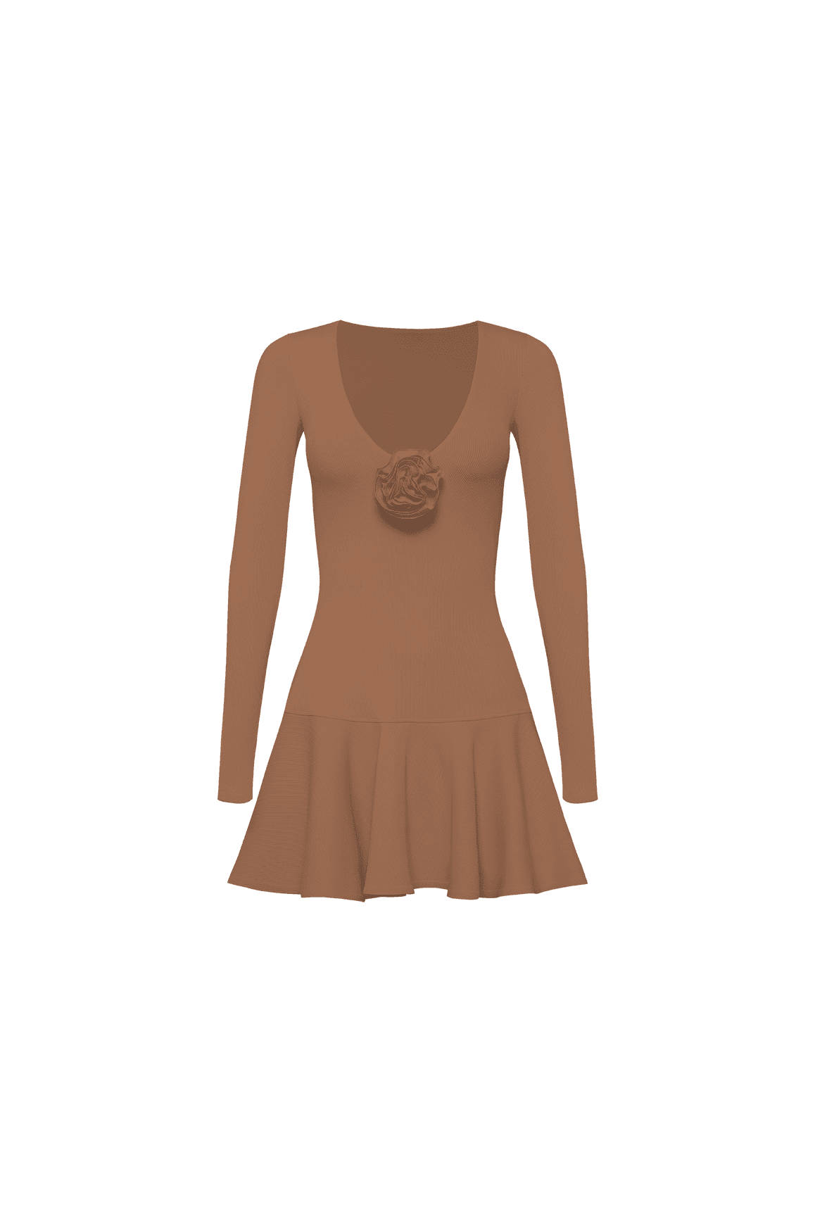 Floral V-Neck Ruffled Dress - WISKIIWS495cinnamonS