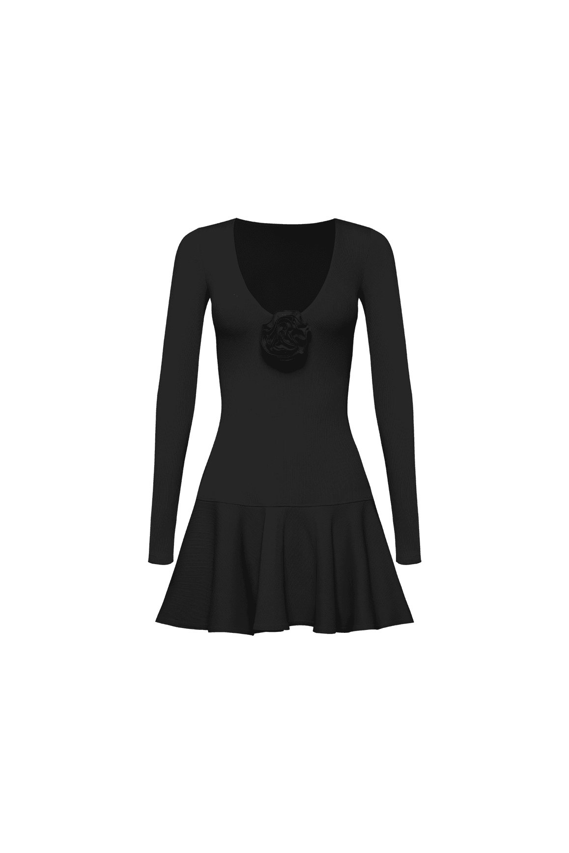 Floral V-Neck Ruffled Dress - WISKIIWS495blackS