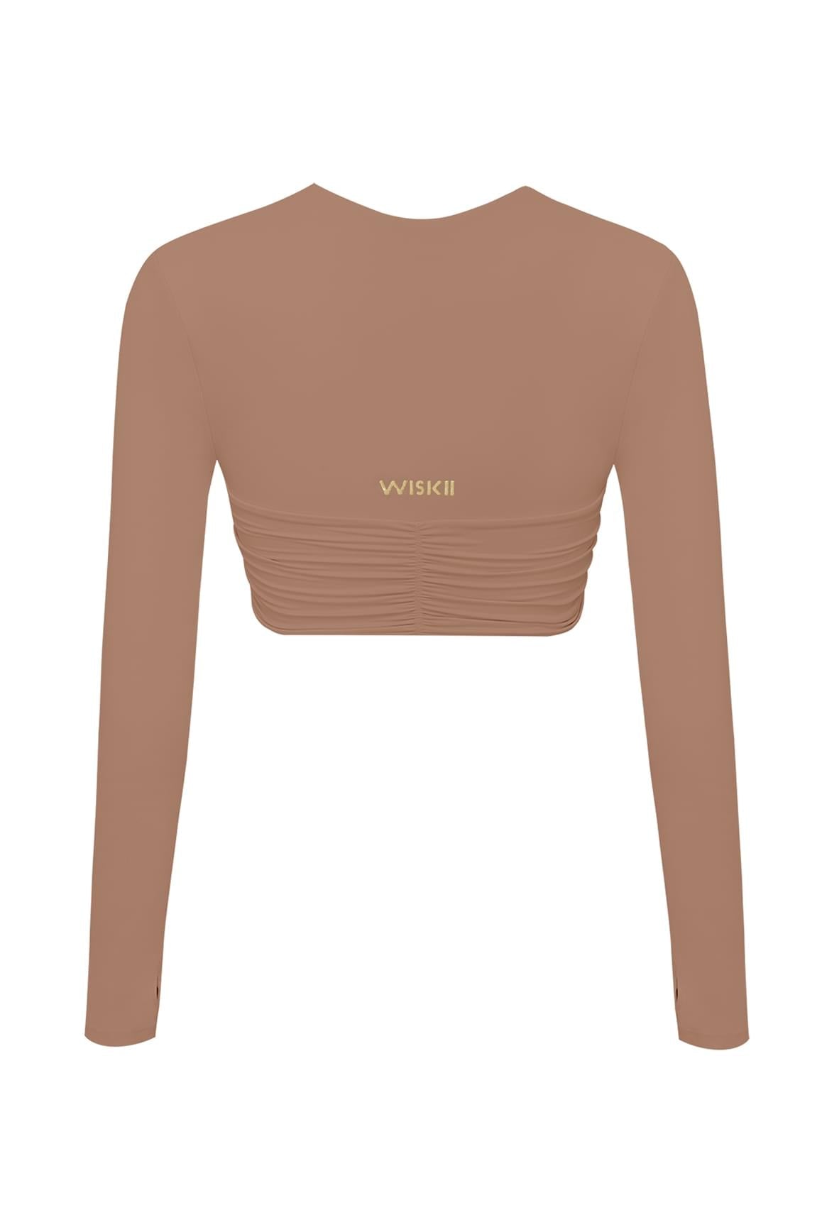 Knotty Chic Ruched Long Sleeve Crop Top - WISKII - Crop Tops