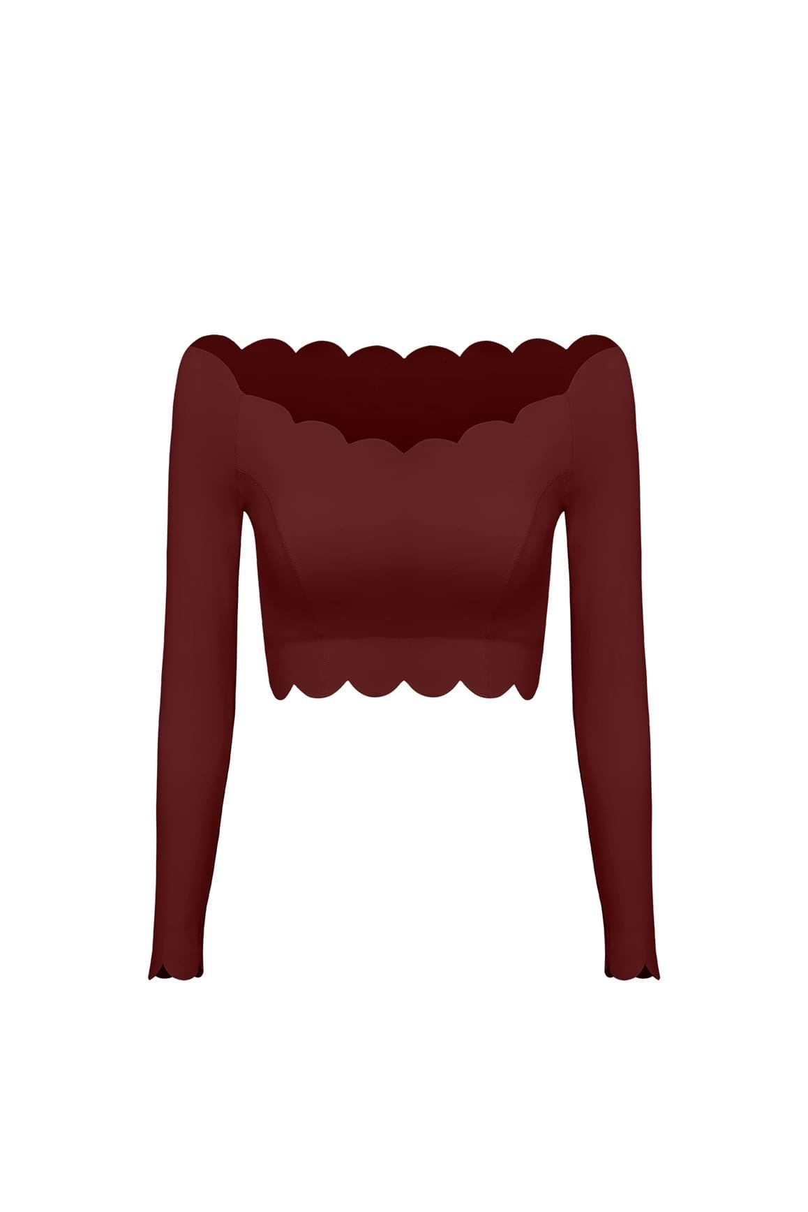 Off Shoulder Long Sleeve Crop Top - WISKII - Crop Tops