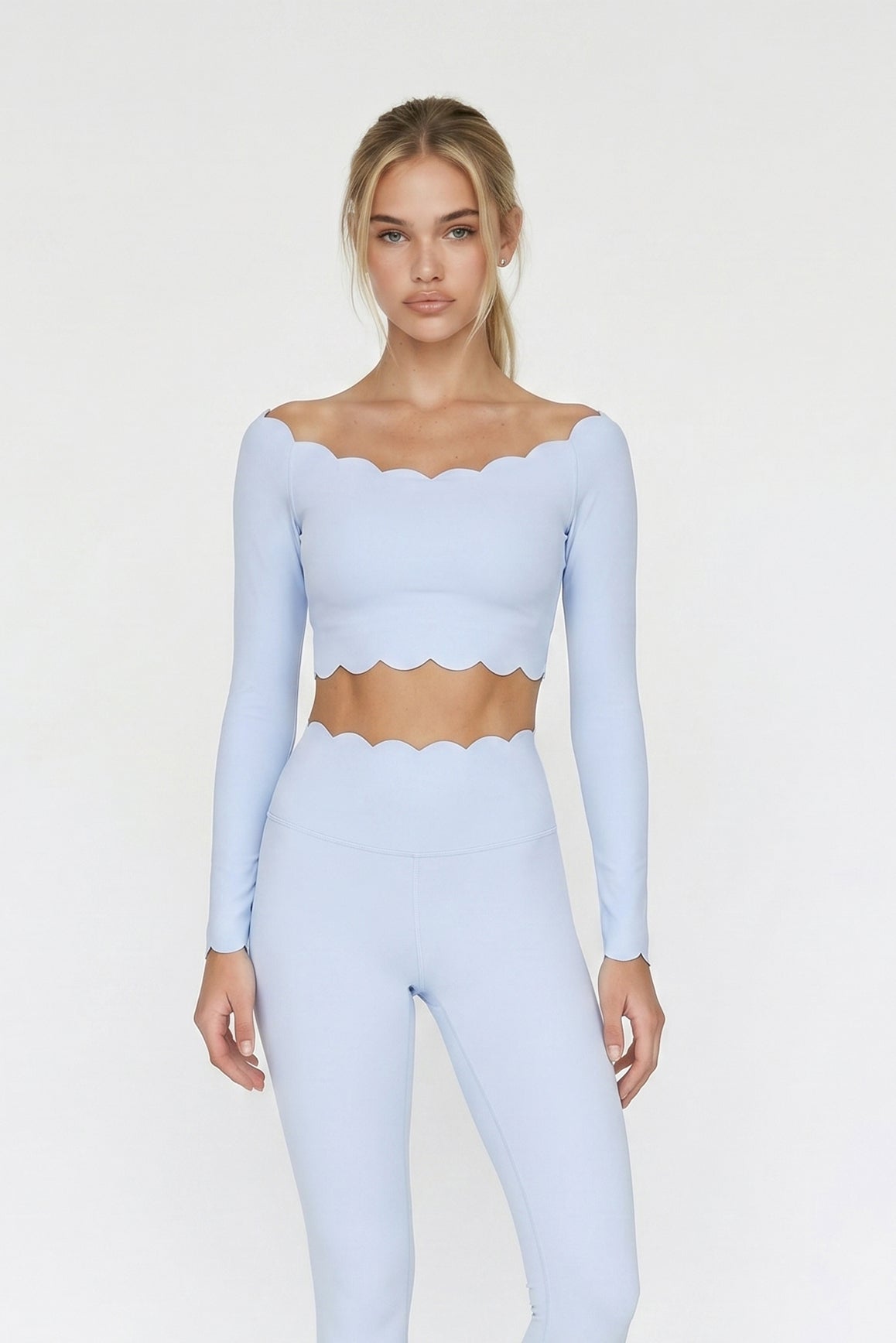 Off Shoulder Long Sleeve Crop Top - WISKII - Crop Tops