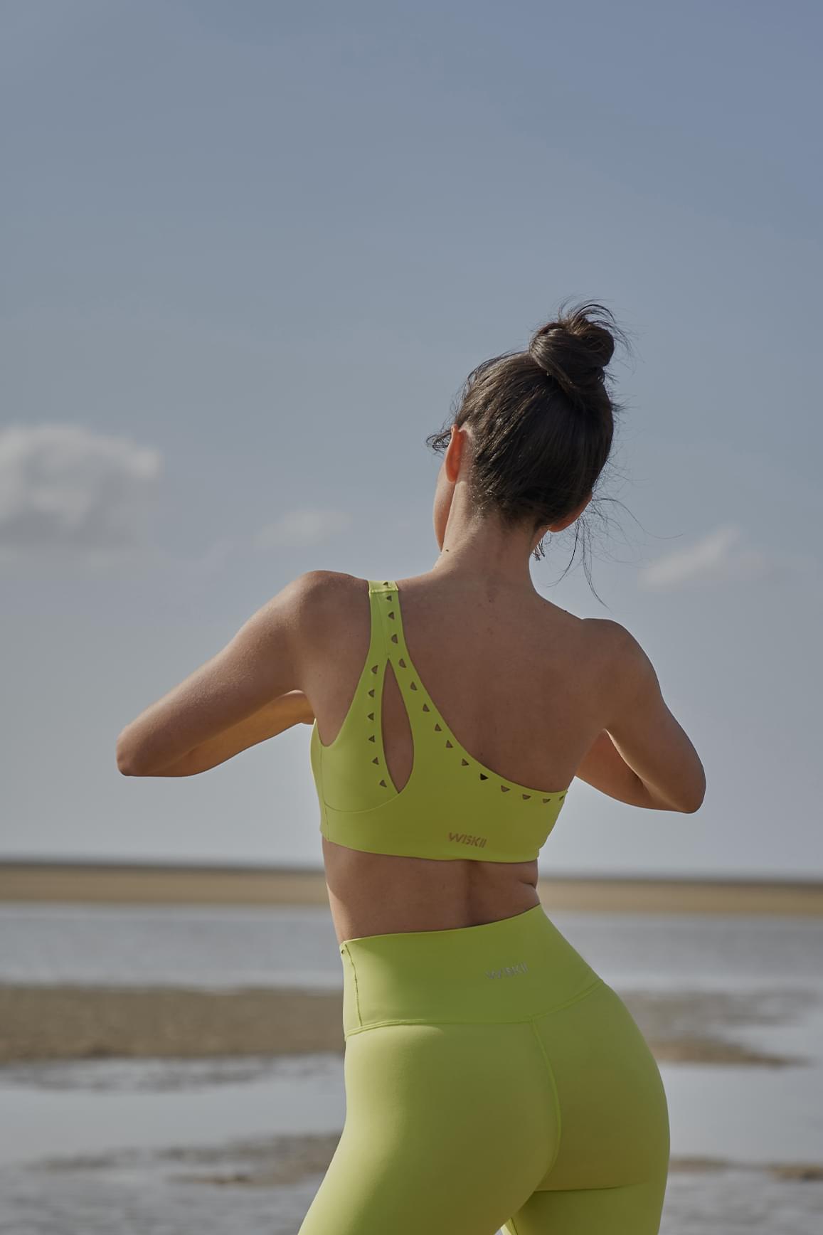 One-shoulder Laser Cut Sports Bra - WISKIIWS275bitterlimeS
