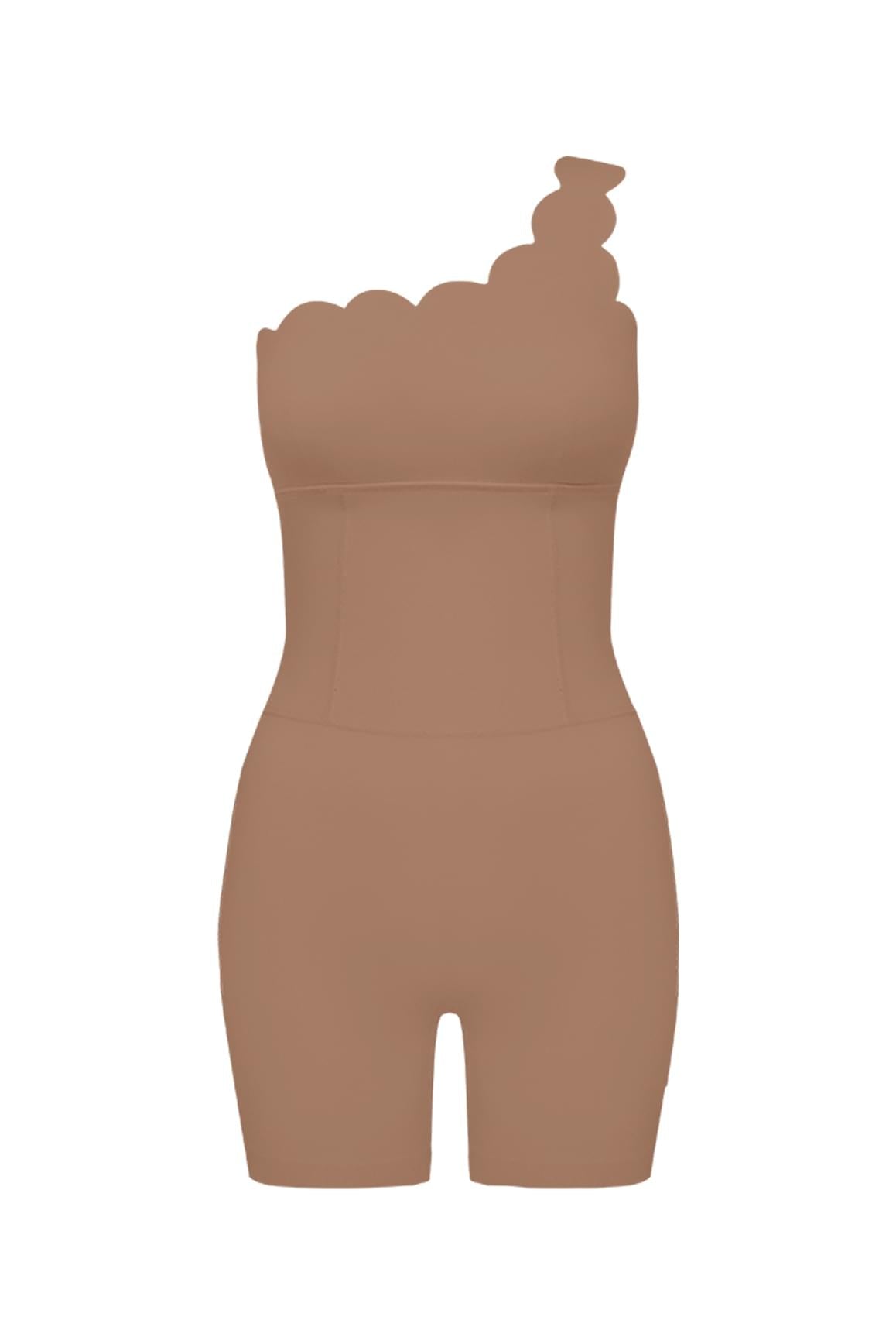 One-Shoulder Scallop Yoga Romper - WISKIIWS361tuscantanS