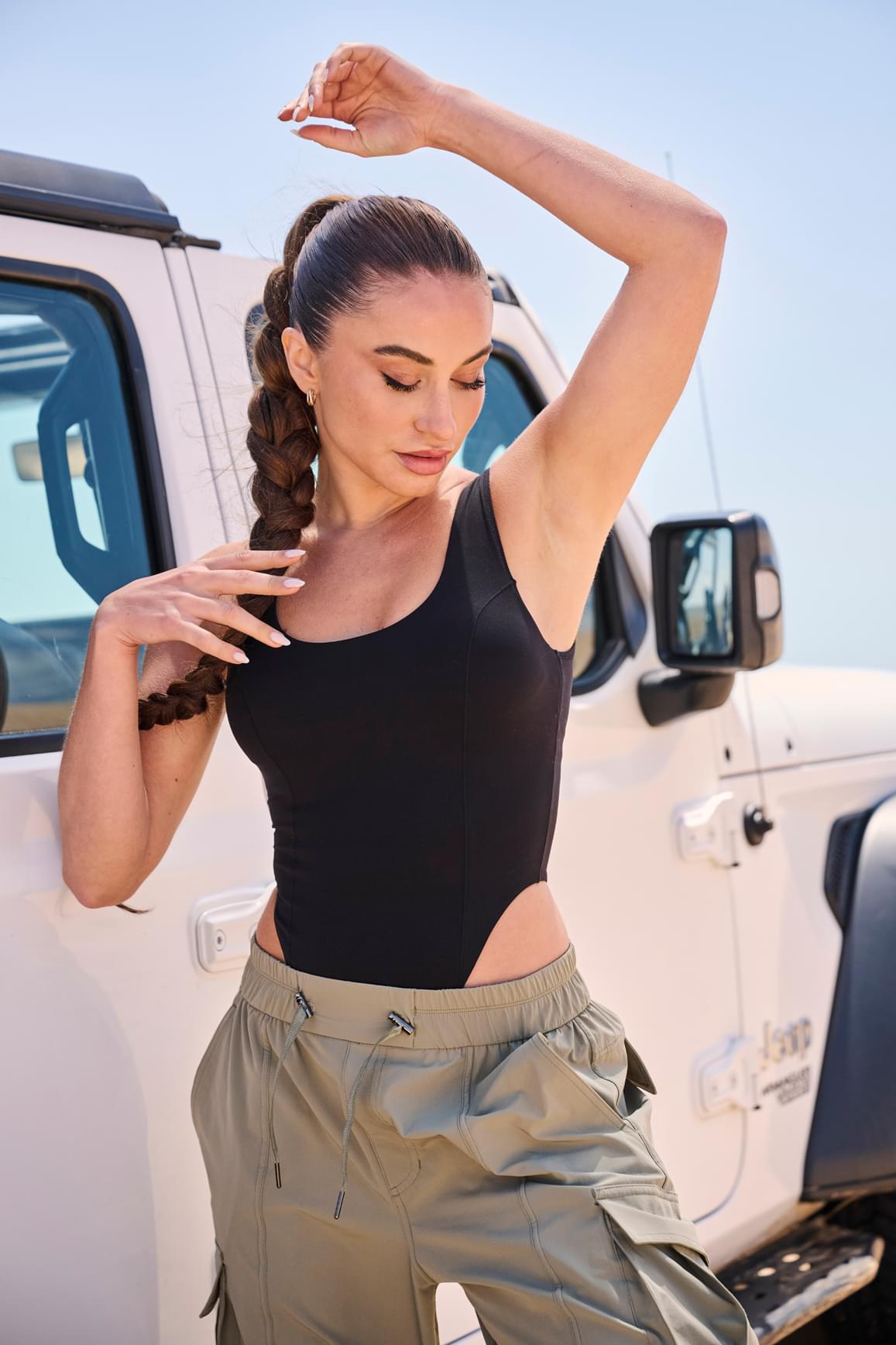 One-Shoulder Sleeveless Bodysuit - WISKIIWS379blackS