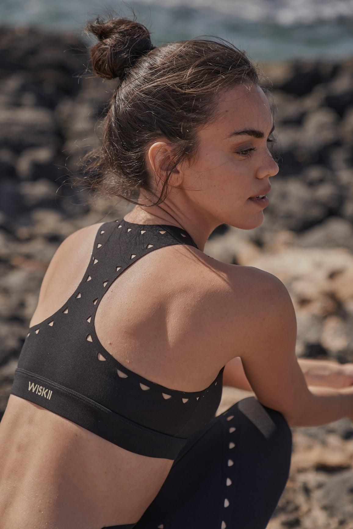Racerback Laser Cut Sports Bra - WISKIIWS274blackS