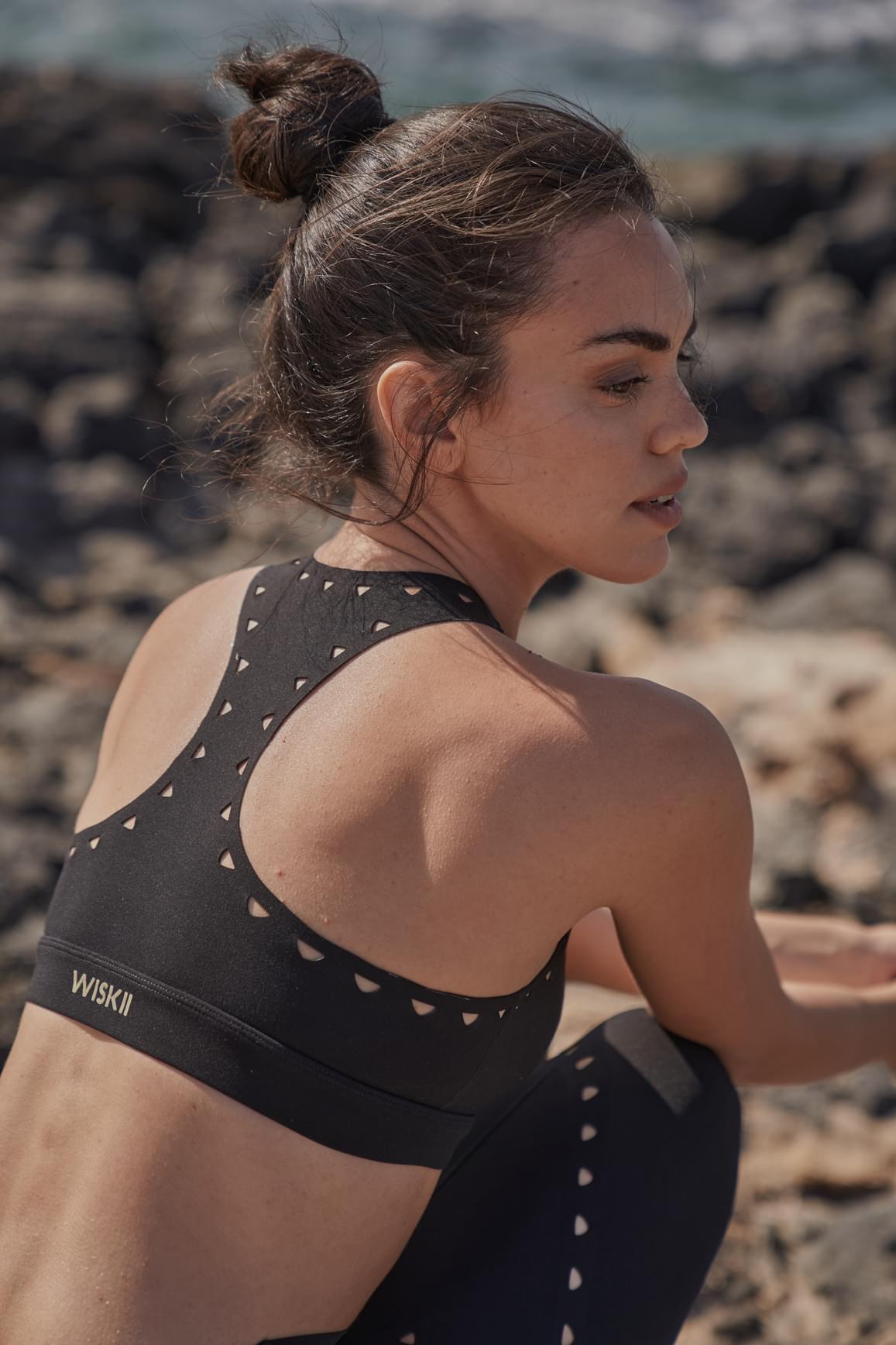 Racerback Laser Cut Sports Bra - WISKIIWS274blackS