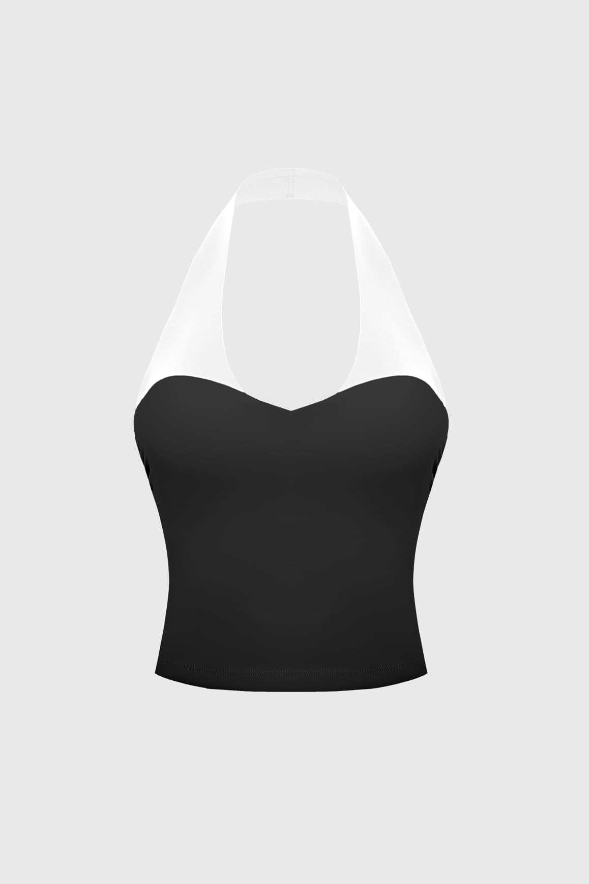 Riviera Contrast Halter Tank - WISKIIWS688blackivoryS