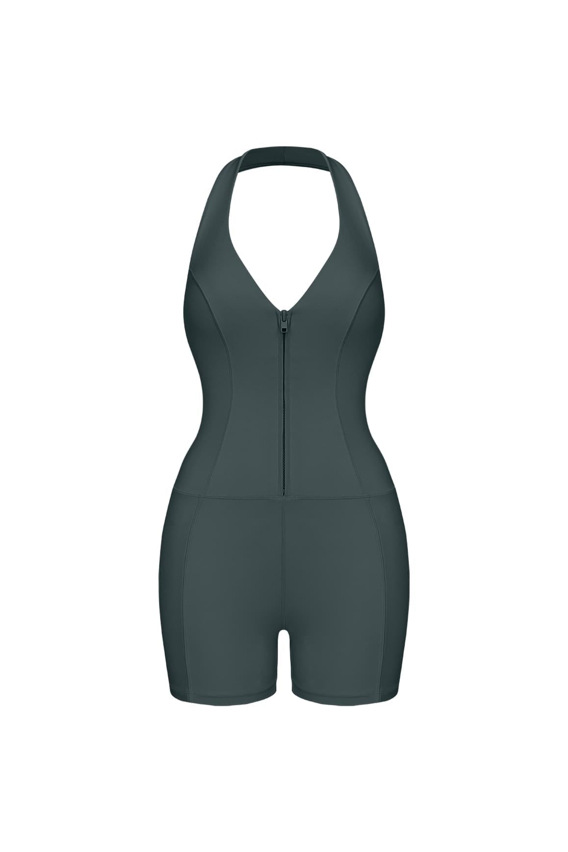 Riviera Hourglass Zip Front Romper - WISKII - Jumpsuits & Rompers