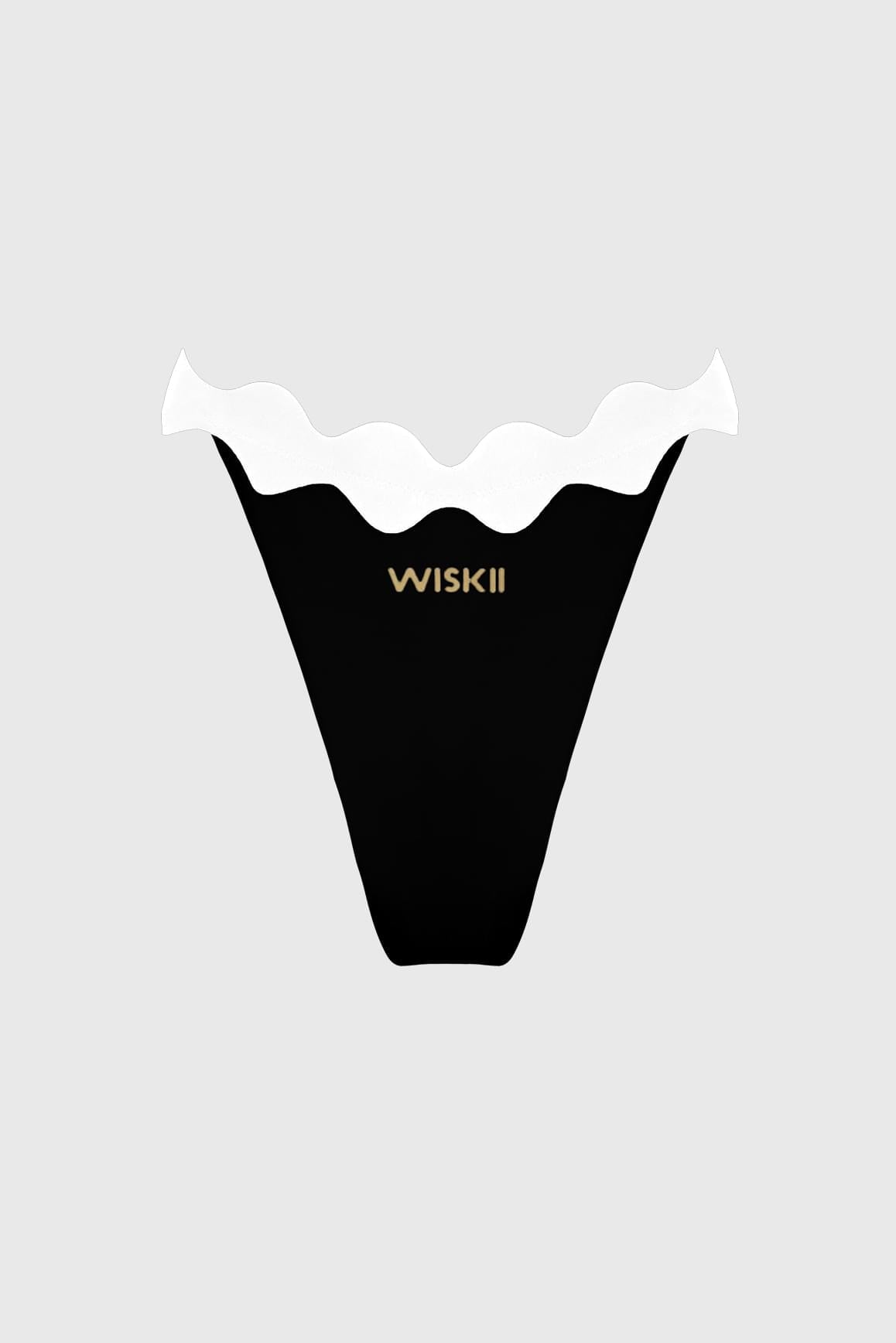 Riviera Scallop Contrast Bikini Bottom - WISKIIWS679blackivoryS