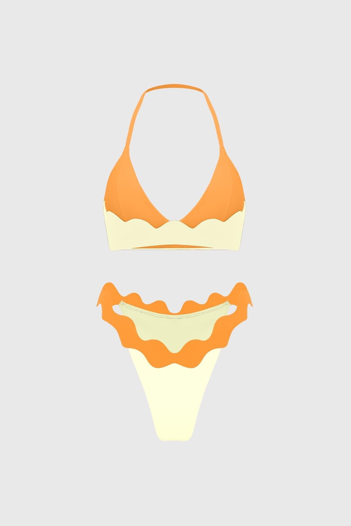 Riviera Scallop Contrast Halter Bra & Riviera Scallop Contrast Bikini Bottom - WISKIIWS684679limoncellocitrusS