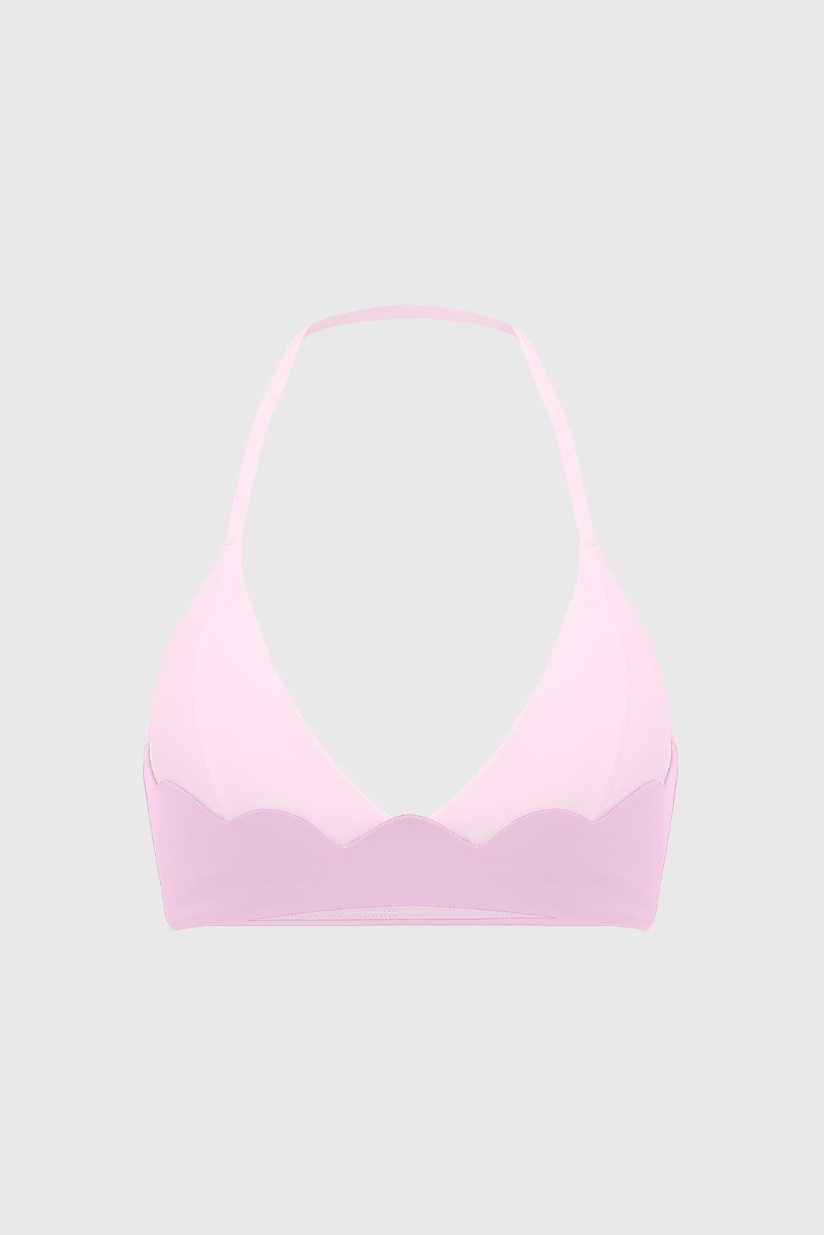 Riviera Scallop Contrast Halter Bra - WISKII - Sports Bra