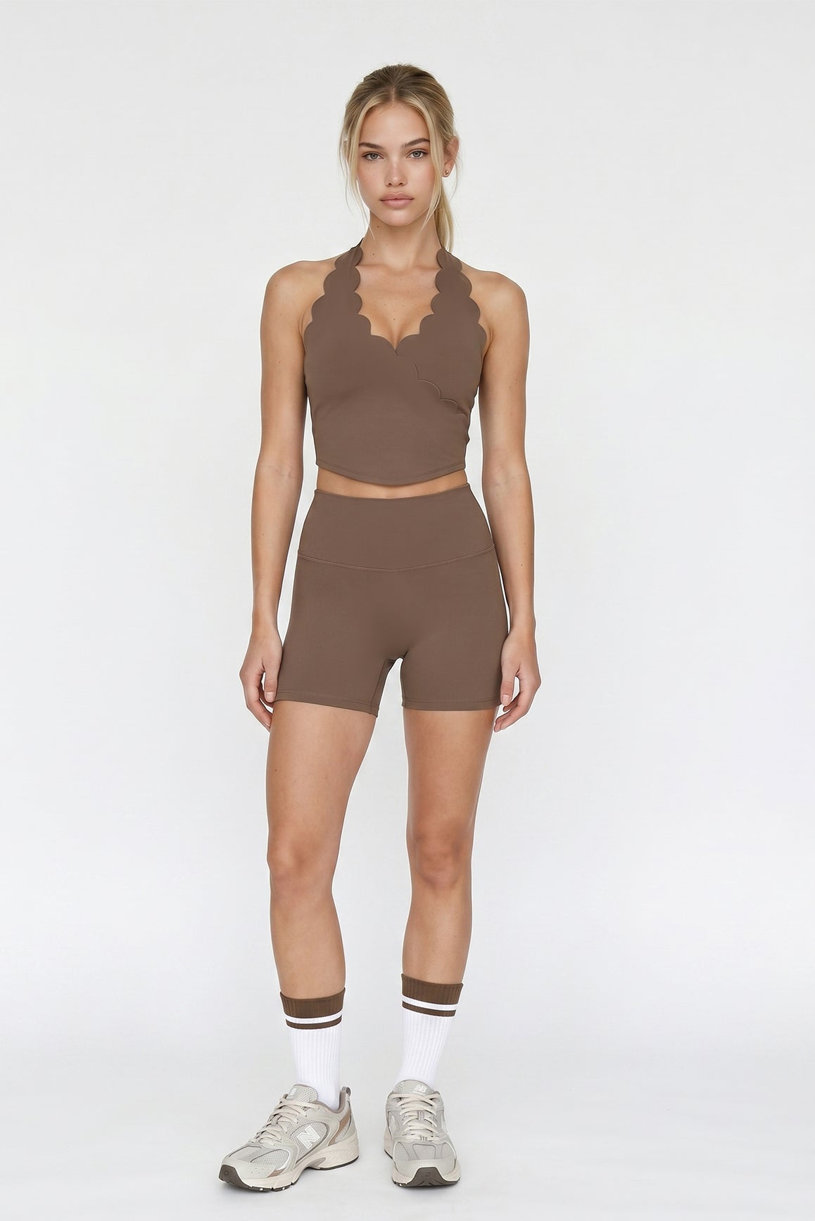 Riviera Scallop Halter Bra Tank - WISKII - Crop Tops