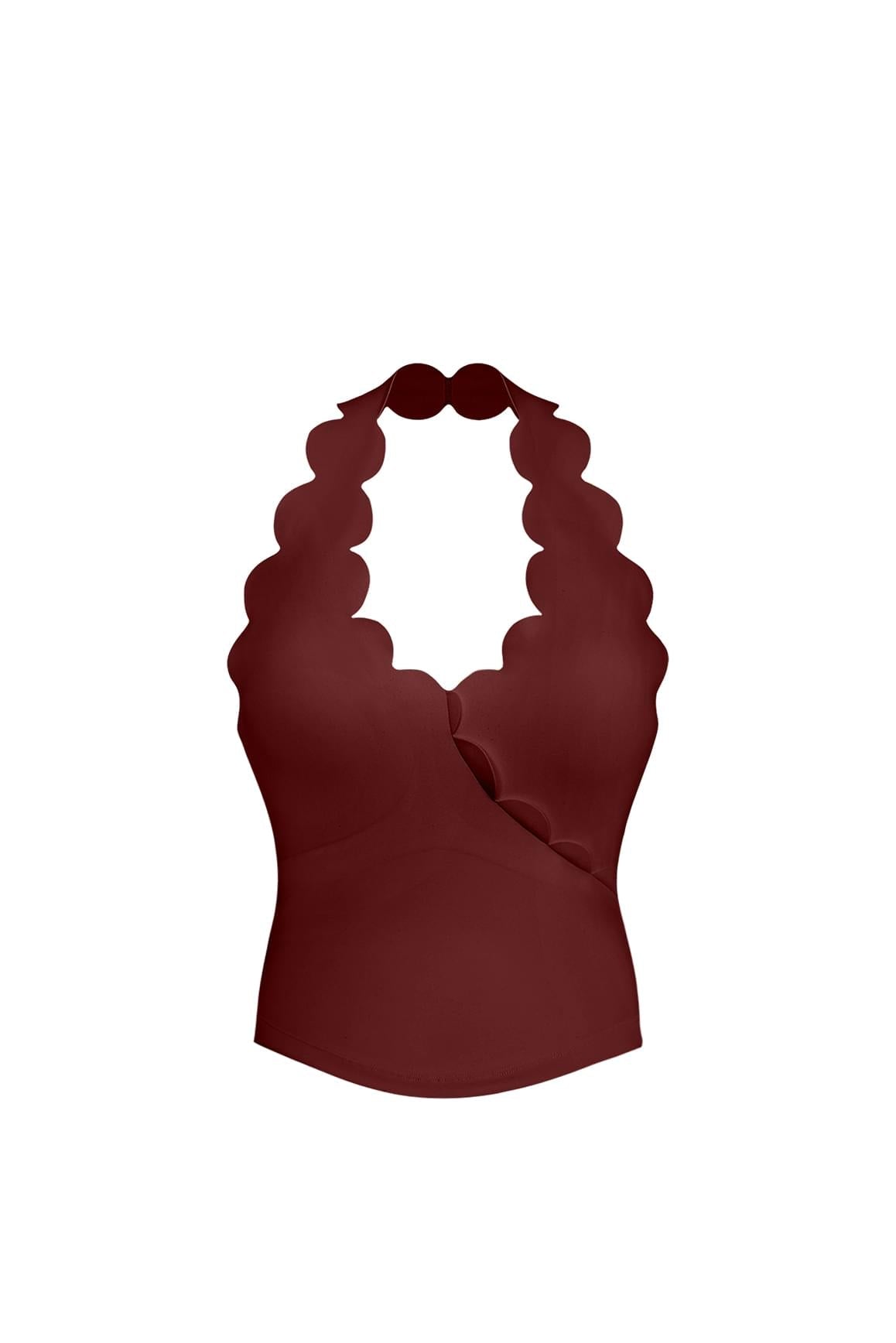 Riviera Scallop Halter Bra Tank - WISKII - Crop Tops