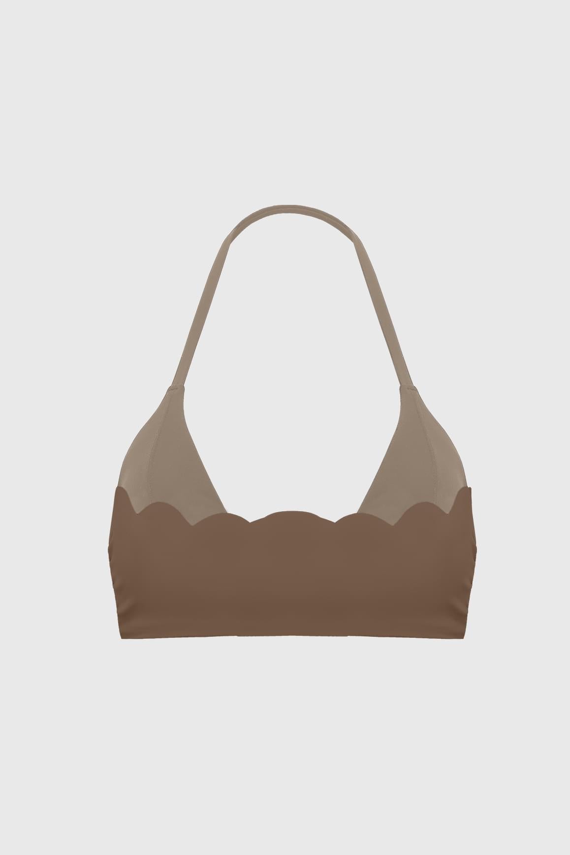 Scallop Contour Halter Bra - WISKIIWS682trufflealmondS