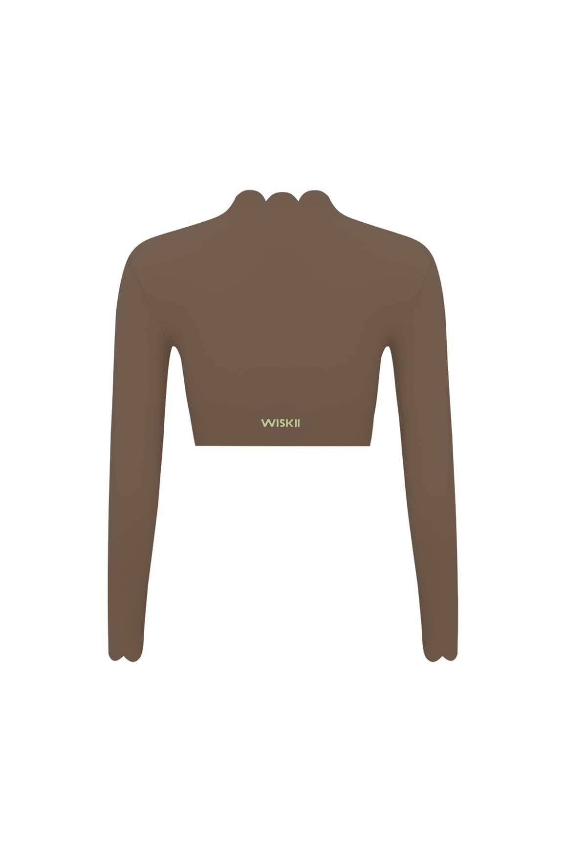 Scallop Cropped Long Sleeve Top - WISKII - Crop Tops