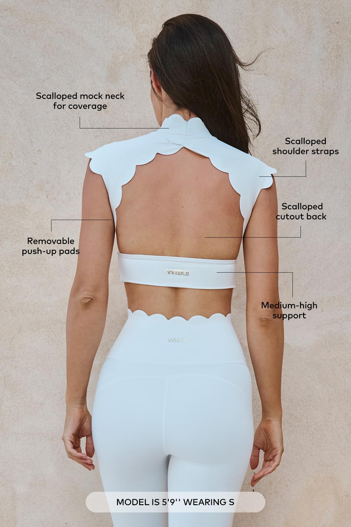 Scallop Cutout Mock Neck Bra - WISKIIWS345ivoryS