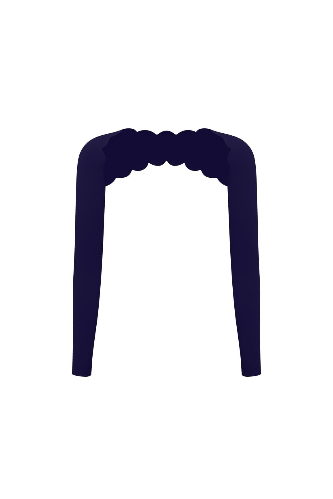 Scalloped Long Sleeve Sports Shrug - WISKIIWS611midnightblueS