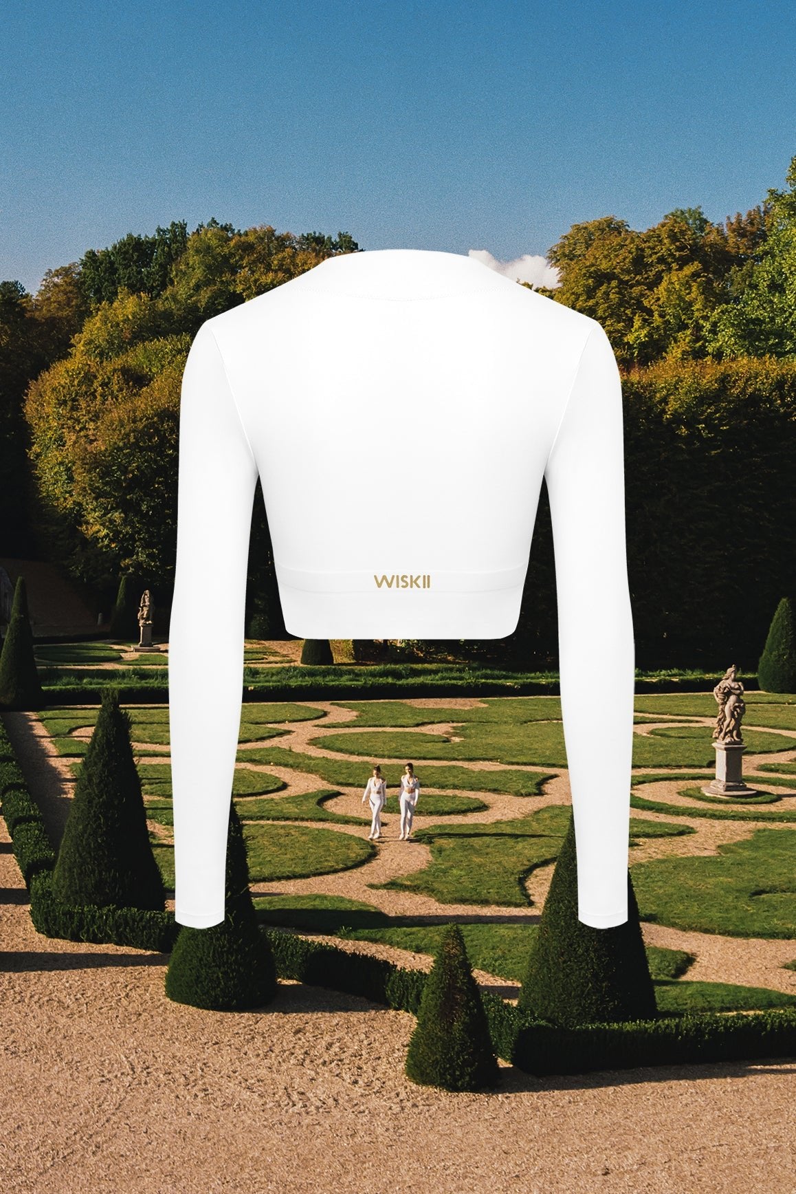 Split-Front Plunge Long Sleeve Crop Top - WISKII - Crop Tops