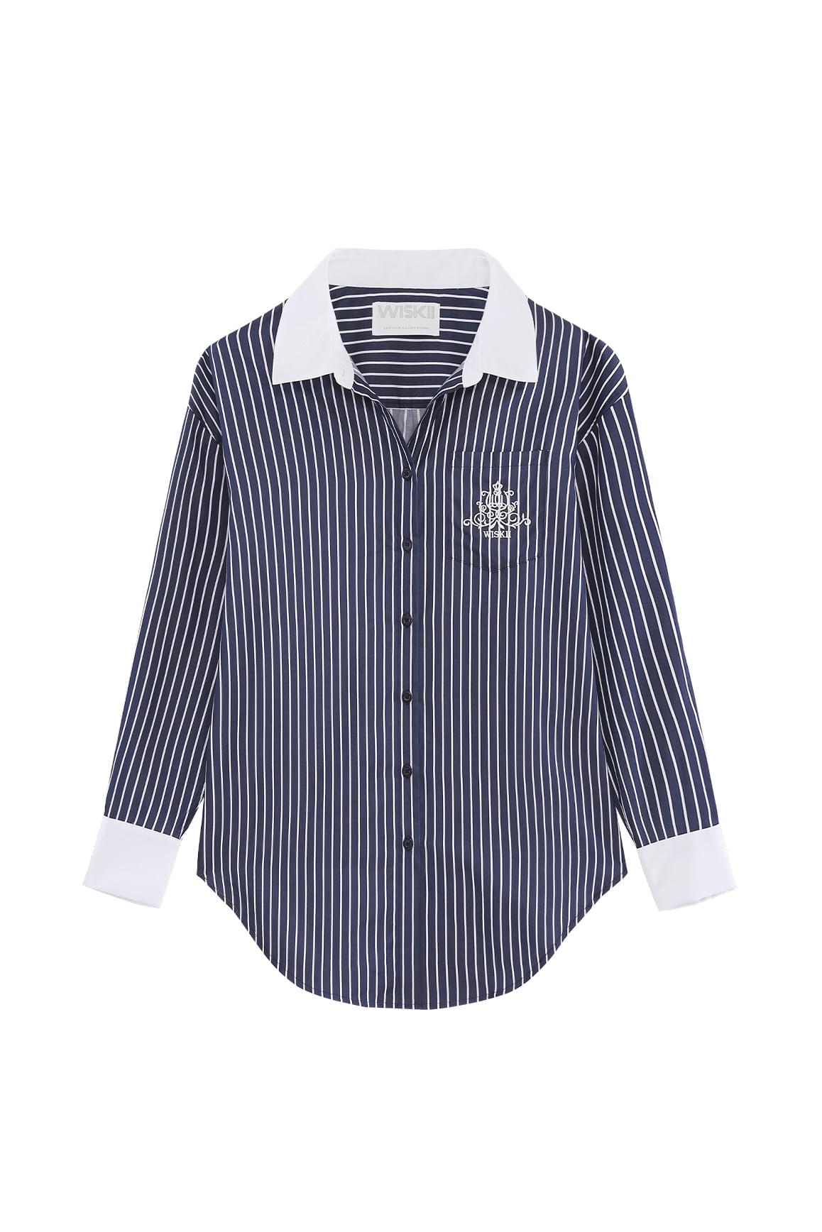 Stripe Button-Down Longline Shirt - WISKIIWS637heritageoxfordS/M