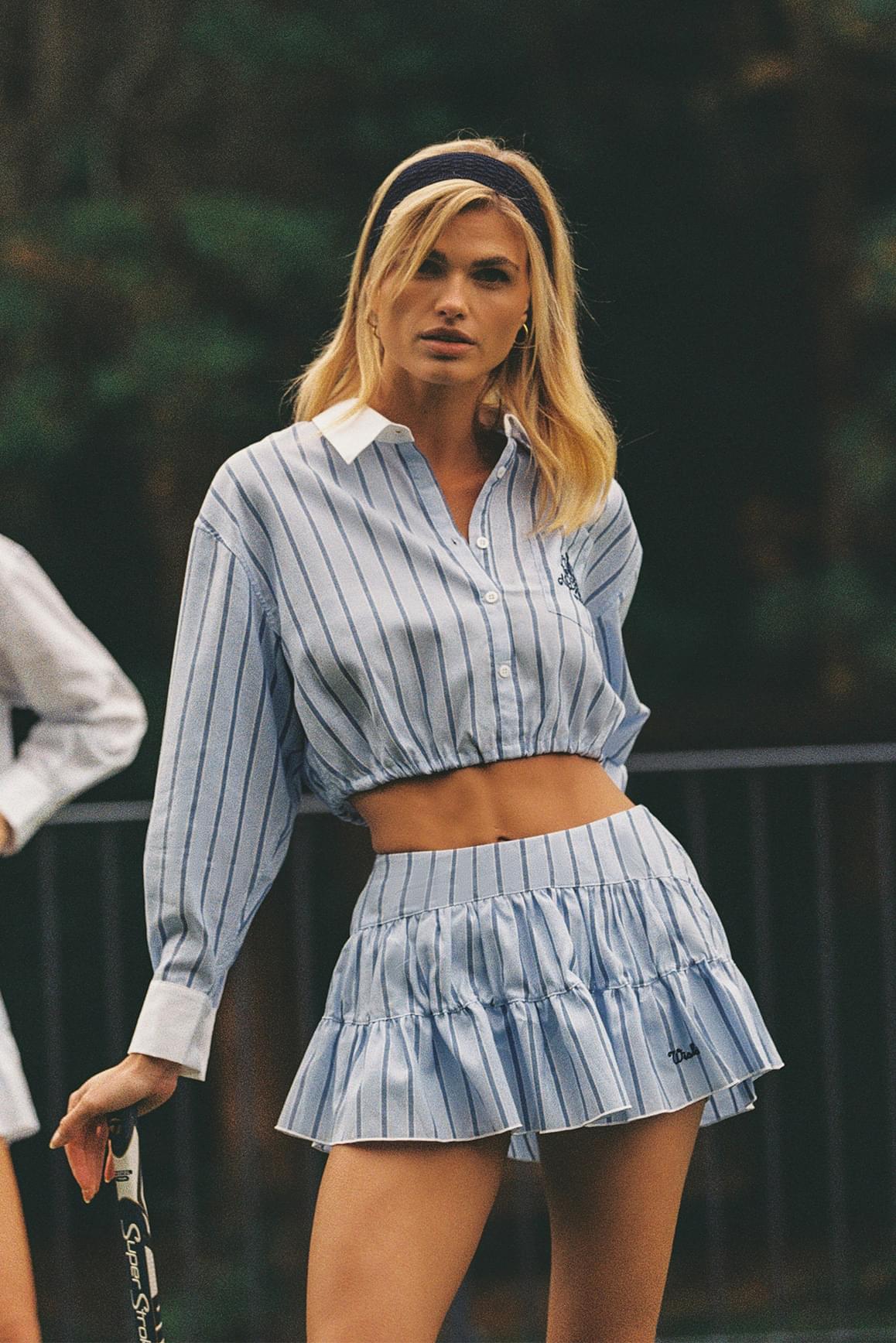 Stripe Low-Waist Pleat Skirt - WISKIIWS635rivieraazureS