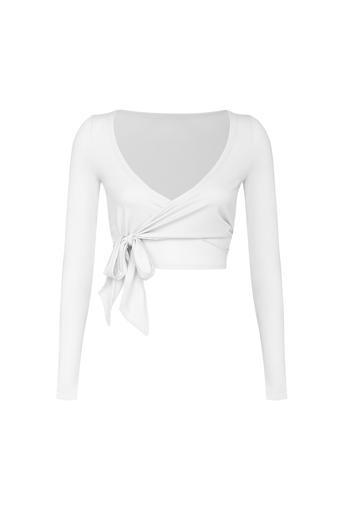 Tie-Front Long Sleeve Crop Top - WISKII - Crop Tops