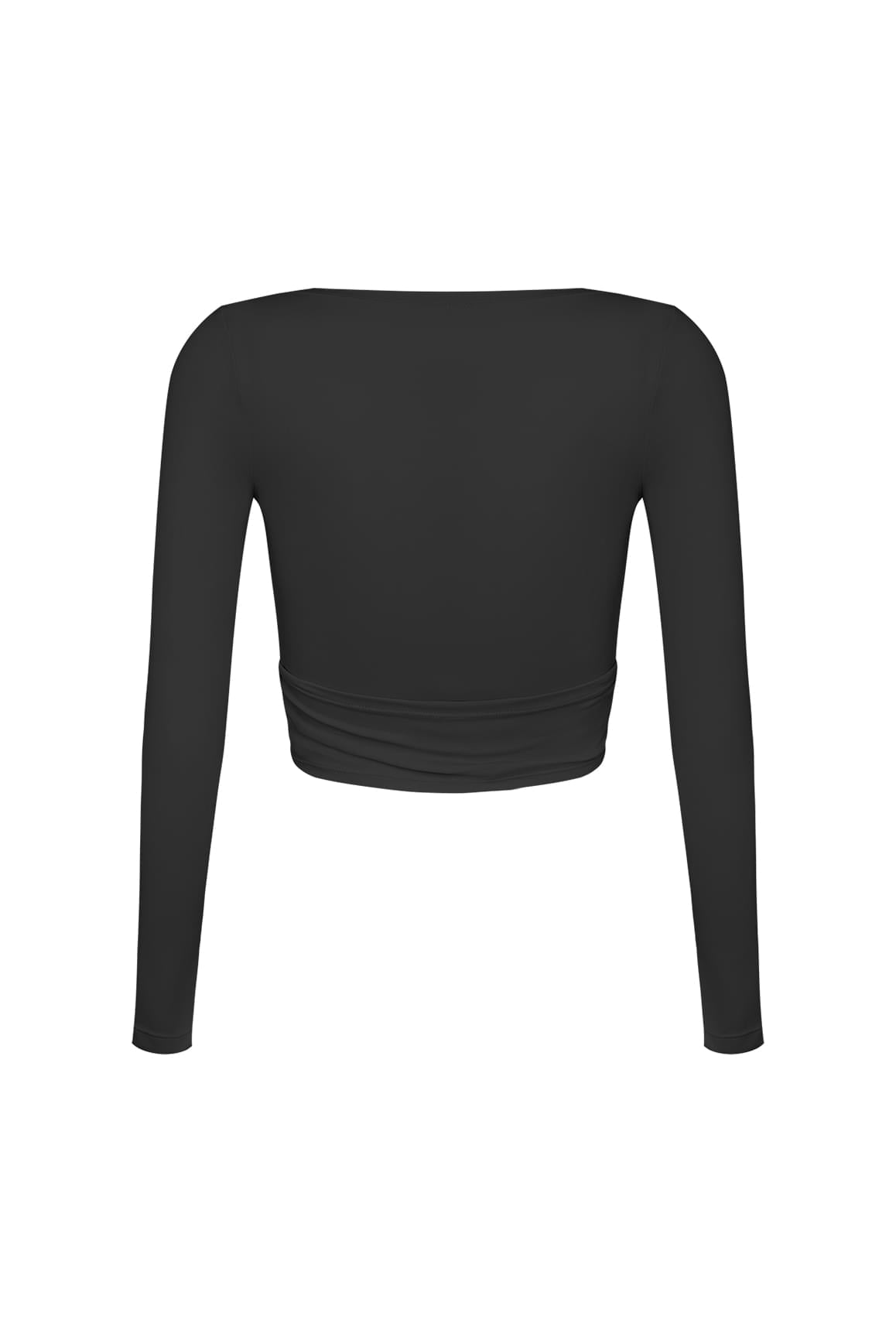 Tie-Front Long Sleeve Crop Top - WISKIIWS521blackS