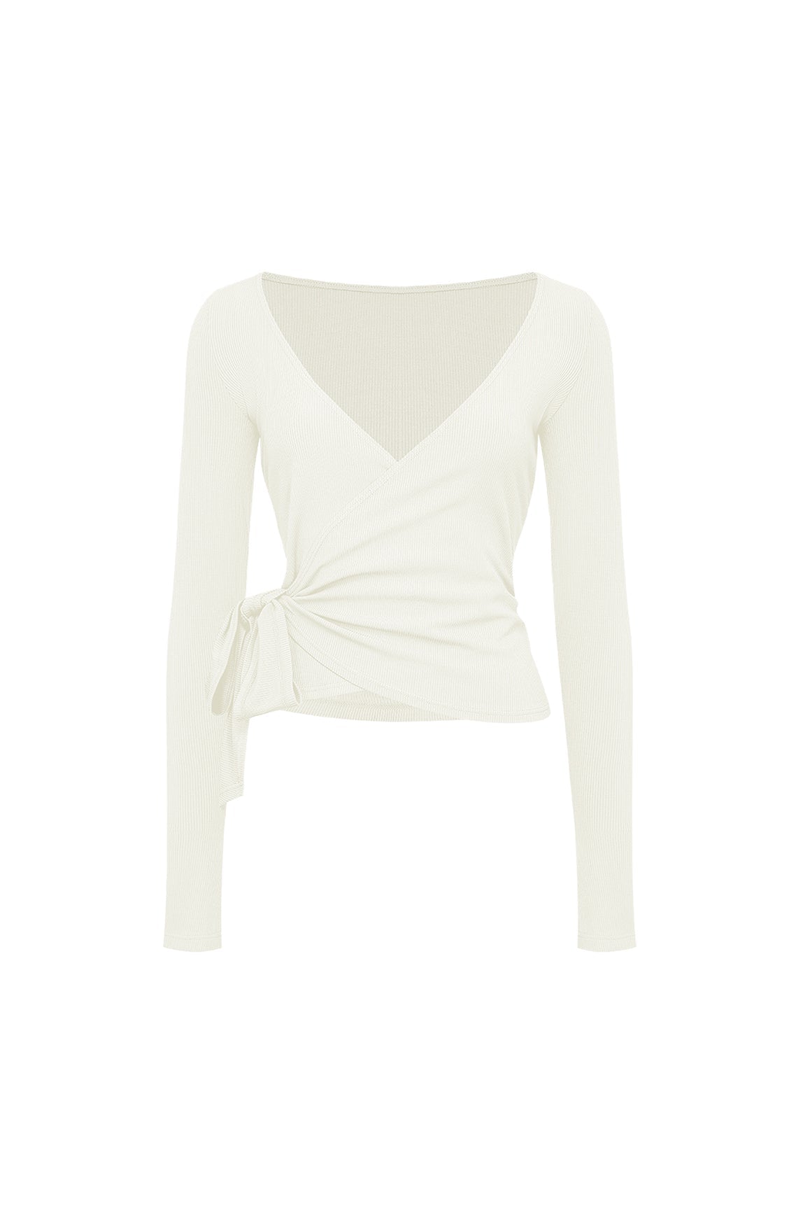 Tie-Front Long Sleeve Top - WISKII - Shirts & Tops