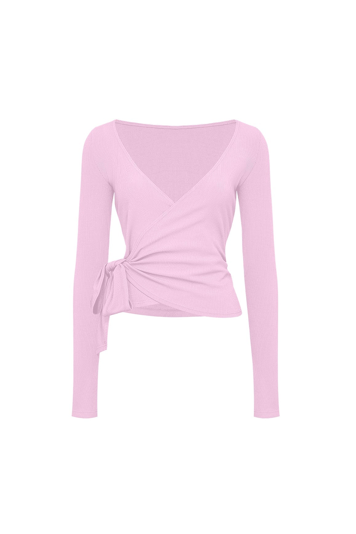 Tie-Front Long Sleeve Top - WISKII - Shirts & Tops