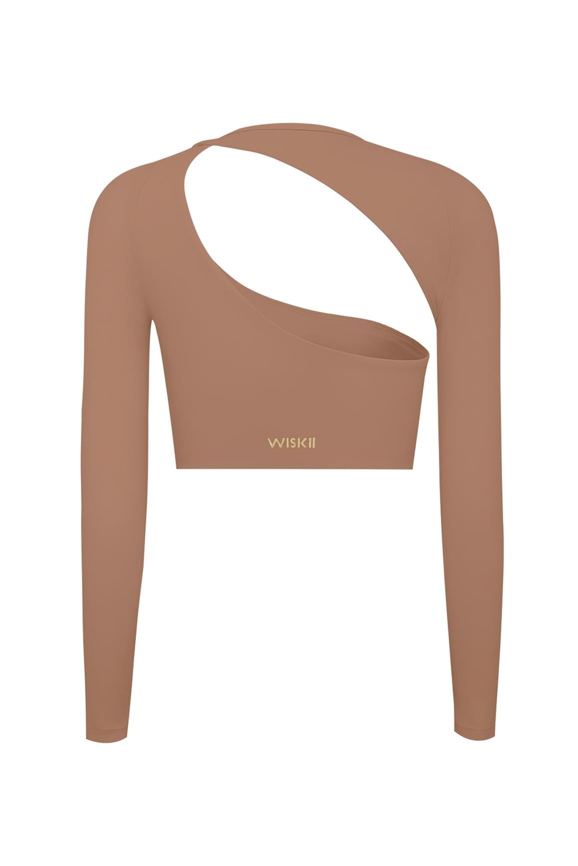 Unique Cut Long Sleeve Crop Top - WISKIIWS315TuscanTanS